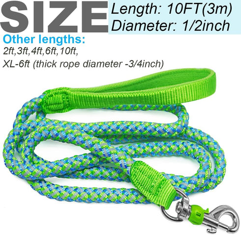 Reflective Dog Leash - 2/3/4/6/10 Foot Strong Nylon Rope Braided Heavy Duty for Large and Medium Small Dogs Walking