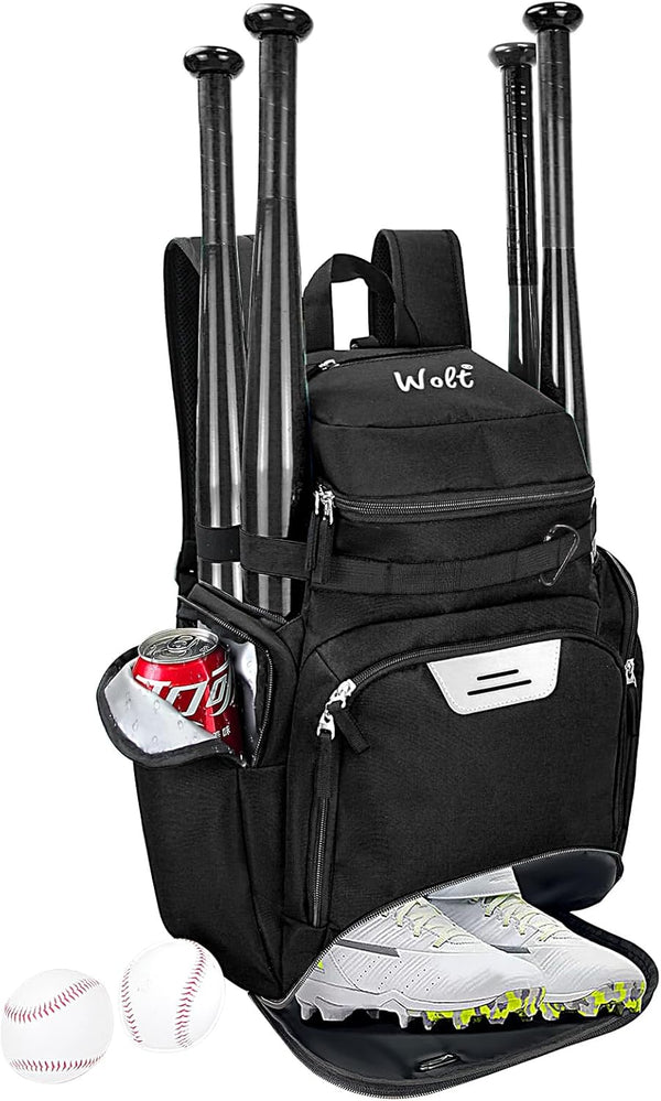 WOLT Baseball Bag Backpack for Youth and Adults, Multifunctional Softball Bag with Separate Helmet Compartment