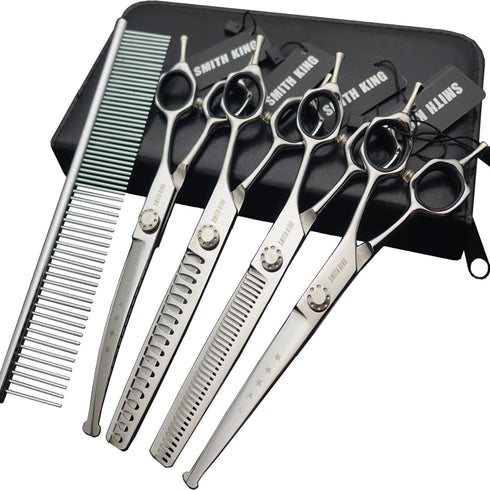 7 inches Safe Dog Grooming Scissors Set with Round Tip,Straight & Thinning