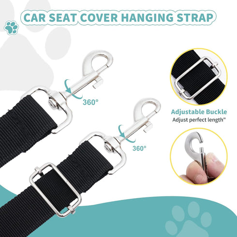 HUOHUOCN 2Pcs Hammock Straps of Dog Car Seat Cover with Metal Hooks,Straps for Dog Car Seat Cover,Dog Adjustable