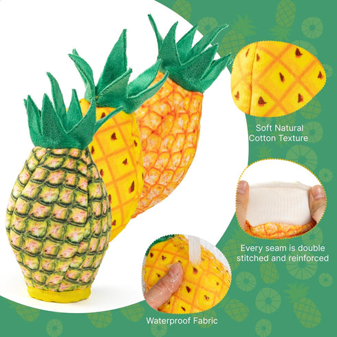 3pc 2 1 No Stuffing Squeaky Dog Toys in Interactive Plush Dog Toy Pineapple Shaped Rip&Reveal Toy for Boredom- Perfect
