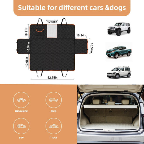 Mlivrom Scratchproof Dog Car Seat Cover For Back Seat, Waterproof Back Seat Pet Cover For Dogs With Mesh Window,Storage
