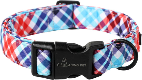 ARING PET Plaid Dog Collar, Cute Adjustable Cotton Collar for Small Medium Large Dogs, Perfect for Boys and Girls