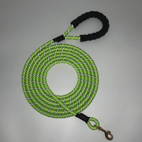 Reflective Nylon Dog Rope Lead, Strong Training Leash with Soft Handle, 5-20 FT Long Green (Dia:0.5" 8FT)