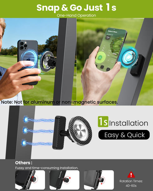GiantHope 360 2026 Magnetic Golf Cart Phone Holder, Golf Accessories Gifts for Men Dad Husband Unique, Rotation Phone