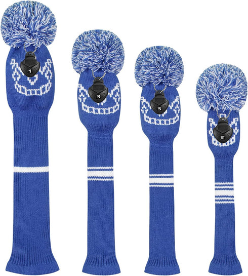 Scott Edward Knit Wood Golf Club Head Covers 4 Pieces for Driver and Fairway Wood