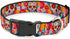 Buckle-Down Plastic Clip Collar - Sugar Skull Starburst White/Multi Color - 1.5" Wide - Fits Neck 13-18" - Small