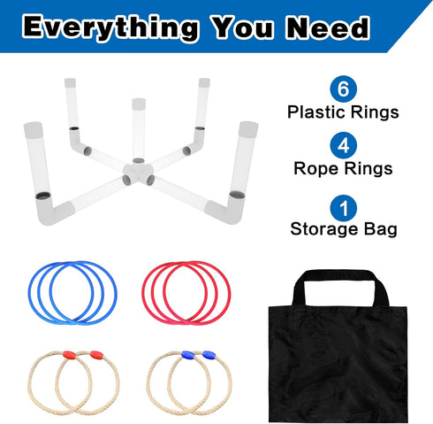 Set MOLACHI Ring Toss Games for Adults and Kids,Yard Games,Outdoor Indoor Games with LDE Light,Easy to Up w/Compact