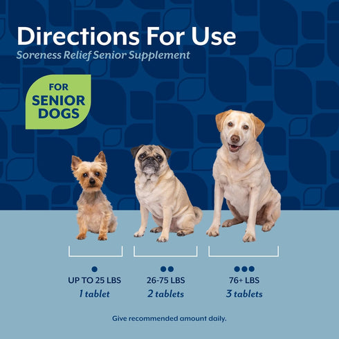60 NaturVet Soreness Relief Senior Supplements for Dogs, Hickory Smoked Bacon Flavor, Chewable Tablets