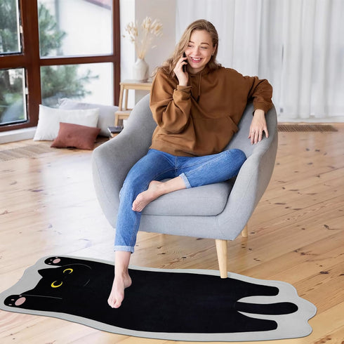 Cat Mat - Cute Non-Slip Long Doormat, Stretched Floor Rug for Bedroom, Living Room, Kitchen (20''x47'', Stretching Cats)