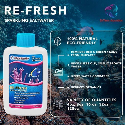 DrTim's Aquatics 100% 4 Oz. Dr. Tims Aquatics Saltwater RE-Fresh for Natural Fresh Sparkling Water For Fish Tanks