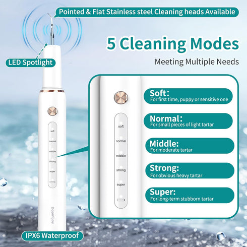 5 IPX6 3 Dog Plaque Tartar Remover, Electric Toothbrush Teeth Cleaner Dental Care Kit for Dogs Cats- Modes LED