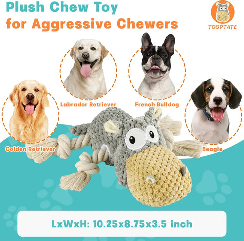Dog Toys for Aggressive Chewers, Squeaky Toys to Keep Large Dogs Busy, Durable Gray Dog Toys