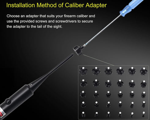 Professional Laser Barrel Sighter Kit with 30 Adapters - Upgraded Full Caliber Boresighter Kit for Rifles and Pistols
