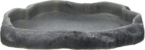 Zoo Med Reptile Rock Food Dish, Medium, 7.25"l x 6"w x 0.75"h, Colors May Vary, Black