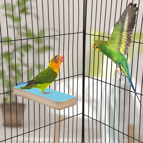 Parrot Wooden Perch Platform Playground for Macaw, African Greys, Budgies, Cockatiels, Random Color Cage Accessories