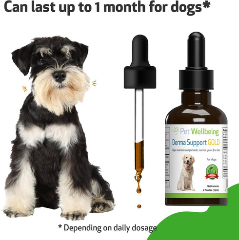 Pet Wellbeing Derma Support Gold for Dogs - Normal Skin Yeast Balance, Occasional Itching, Healthy Odor, Baikal