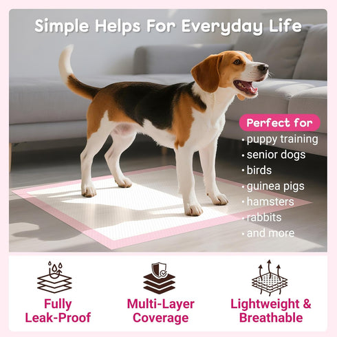 Gabotrie 40 Pack 24" 24" Puppy Pet Training Pad, Pink Puppy Pee Training Pad, X Housebreaking Pet Pads Disposable, Dog