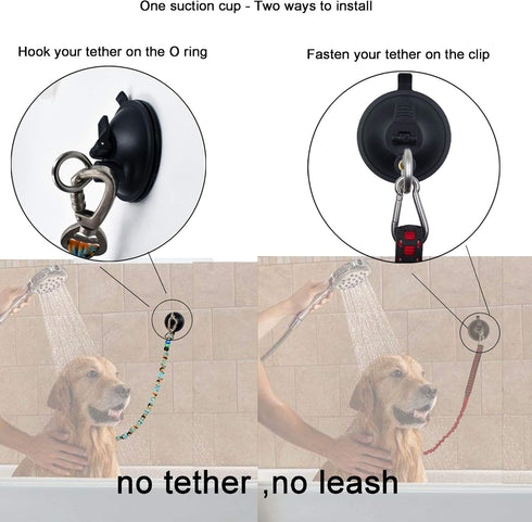 YYST Suction Cup Hook Cleat for Pet Dog & Cat - Bathtub, Shower & Bathing Grooming Tether, No Leash