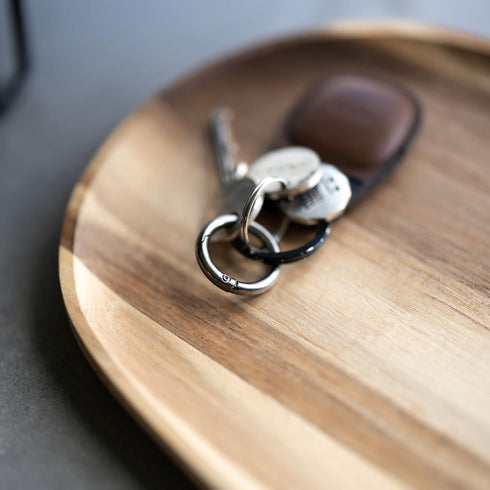 KeySmart Key Ring Clips, Round Stainless Steel Carabiner Clip with Quick Release Keychain Hooks