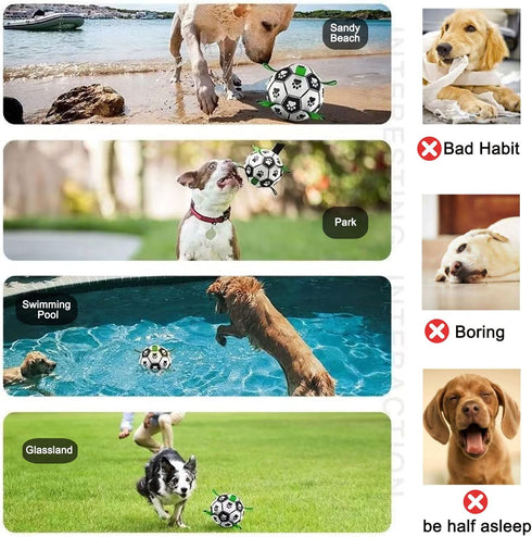 Dog Soccer Ball Toys with Straps - 8 Inch Large Herding Ball for Tug of War, Birthday Gifts, Water Toy for Medium Large