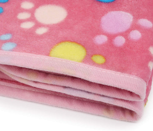 kiwitatá Flannel Throw Dog Blankets for Puppy & Cat, Soft Warm Fleece, Cute Paw Print Pet Sleep Mat (30"X41")