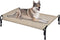 Veehoo Elevated Dog Bed, Outdoor Raised Cots for Large Dogs, Cooling Camping Bed with Slope Headrest, Washable, Beige