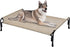 Veehoo Elevated Dog Bed, Outdoor Raised Cots for Large Dogs, Cooling Camping Bed with Slope Headrest, Washable, Beige