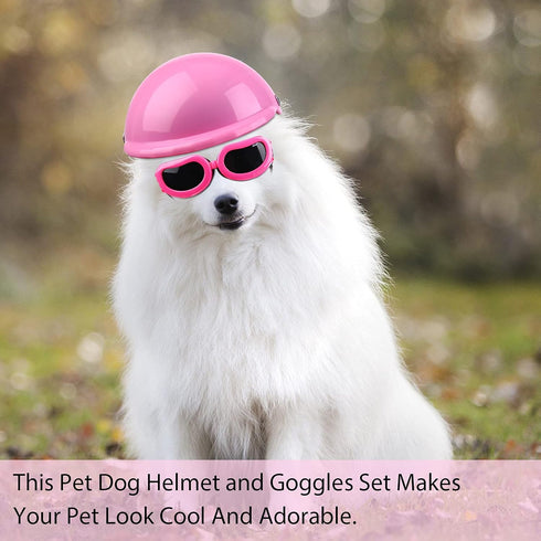 Frienda 4 Pieces Pet Dog Helmet and Goggles Set, Padded Motorcycle Helmet and Sunglasses for Small Dogs