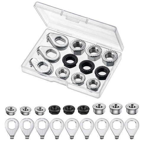 Zacro 18pcs Bike Wheel Axle Nut and Bicycle Hub Safety Washer Kit for Mountain Road Commute Bikes