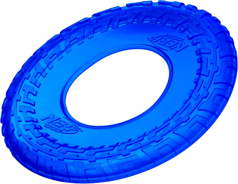Nerf Dog 10in Enhanced Translucent TPR Tire Flyer for Medium Breeds, Blue