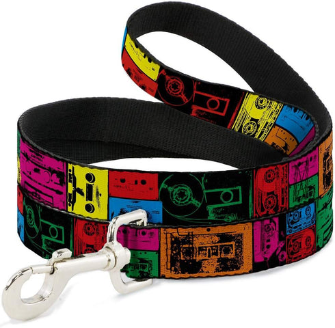 Buckle-Down Pet Leash - Tapes Multi Neon, 6 Feet Long, 1.5" Wide