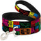 Buckle-Down Pet Leash - Tapes Multi Neon, 6 Feet Long, 1.5" Wide