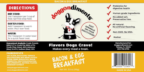 Bacon & Egg Breakfast Dog Food Topper, Powder, Fun People Food Flavors for Small & Large Breeds