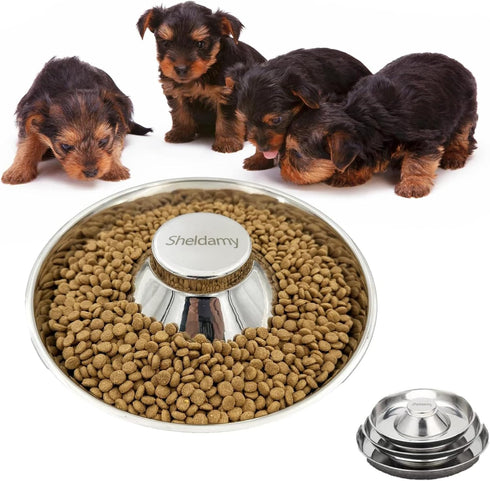 Puppy Dog Bowl, Stainless Steel Feeder for Small, Medium, and Large Dogs, Basic Food and Water Bowls