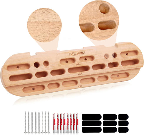 Wooden Hangboard Rock Climbing, Climbing Fingerboard with Mounting Kit for Bouldering, Finger
