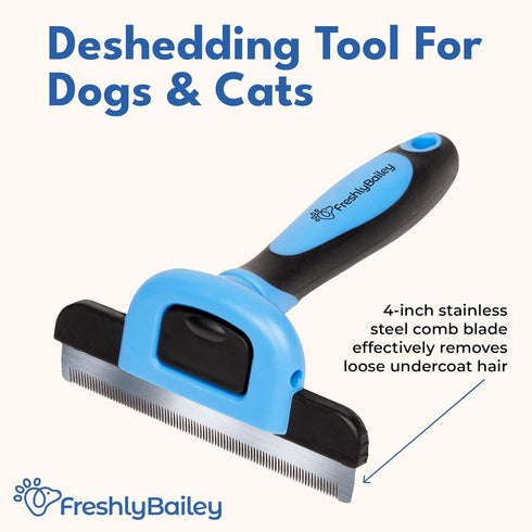 Deshedding Brush for Short Haired Dogs & Cats, Highly Effective Grooming Comb for Shedding Short Hair