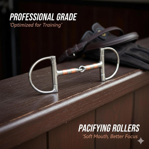Stainless Steel Horse Bit - Roller Mouth Snaffle for Young Horses, Rustproof Non-Toxic Training Bit with Pacifier