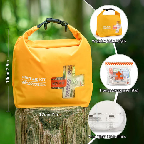 RHINO RESCUE Waterproof First Aid Kit, Lightweight Dry Bag for Emergency Survival Supplies, Orange