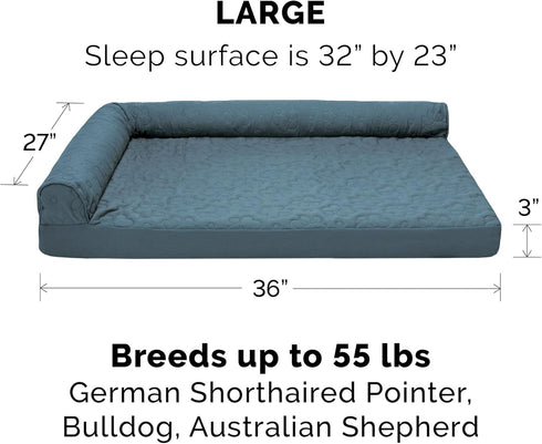 Furhaven Orthopedic Dog Bed for Large/Medium Dogs, Removable Bolsters & Washable Cover, Pinsonic Quilted Paw, Bluestone
