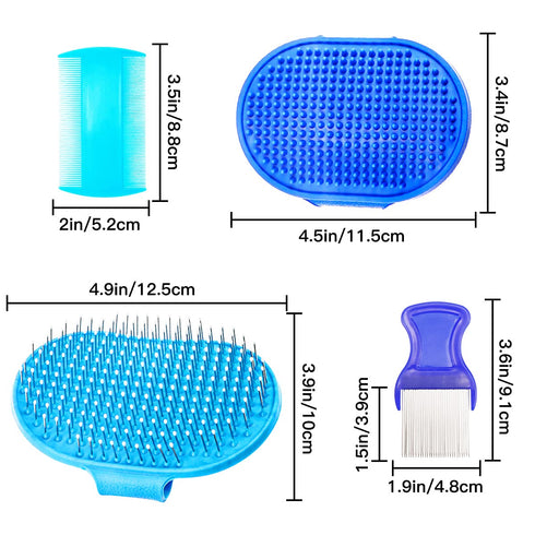 4 Pieces Rabbit Grooming Kit, Includes Rabbit Hair Remover, Grooming Brush, Steel Comb & Double-Sided Comb