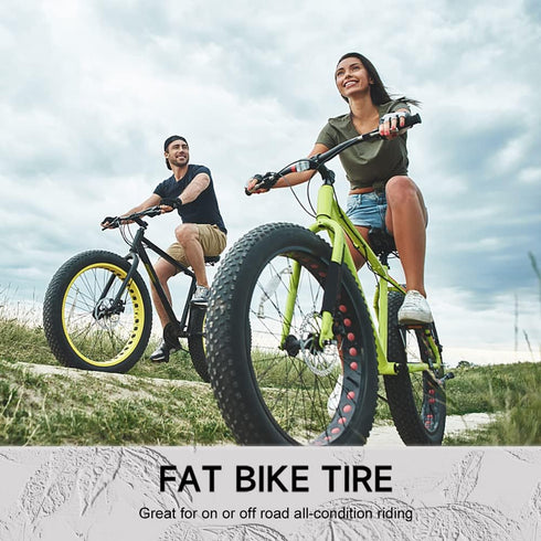 Hycline Fat Bike Replacement Tire: 20x4.0/26x4.0 Inch Puncture Resistant Folding MTB Tires for All Terrain