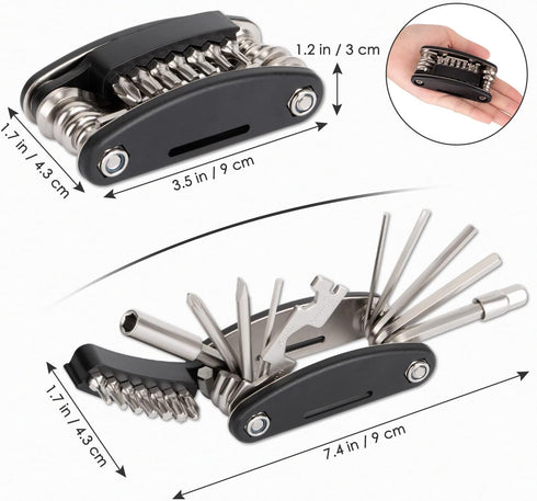 WOTOW 21 in 1 Bike Repair Tool Kit - Portable Mountain Bicycle Multitool with Hex Key Wrench & Tire Lever