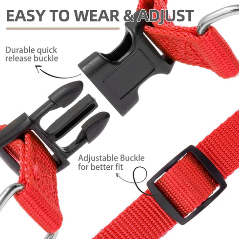 PUPTECK No Pull Dog Harness, Soft Adjustable Nylon Step-in Puppy Vest for Outdoor Walking, X-Small Red