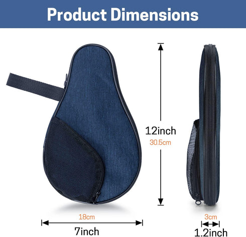 VISEMAN Table Tennis Racket Cover, Ping Pong Paddle Case, Portable Waterproof Table Tennis Bat Bag to Hold 2 Paddles 5 Balls