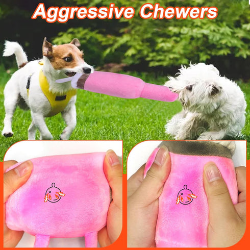 BABORUI Soft Tumbler Squeaky Dog Toy, Funny Design for Small/Medium/Large Dogs, Pink