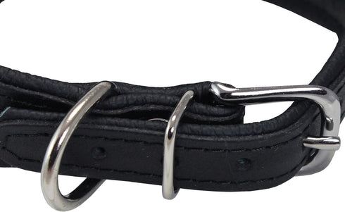 Dogs My Love Real Leather Extra Wide Padded Tapered Dog Collar, 11"-13" Neck, 2" Wide, Black