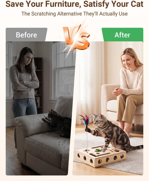 Hyfico 2026 2 Ball&4 Cat Toys for Indoor Cats - Cat Nail File Box with Interactive Cat Toys, Upgraded Cat Puzzle Feeder