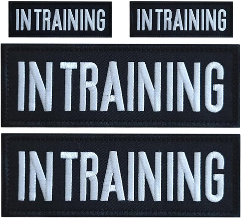 4 Pcs In Training Patch: Removable Embroidered Tactical Vest Patch for Dog Vest, Carrier, and Collar