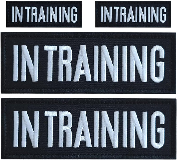 4 Pcs In Training Patch: Removable Embroidered Tactical Vest Patch for Dog Vest, Carrier, and Collar
